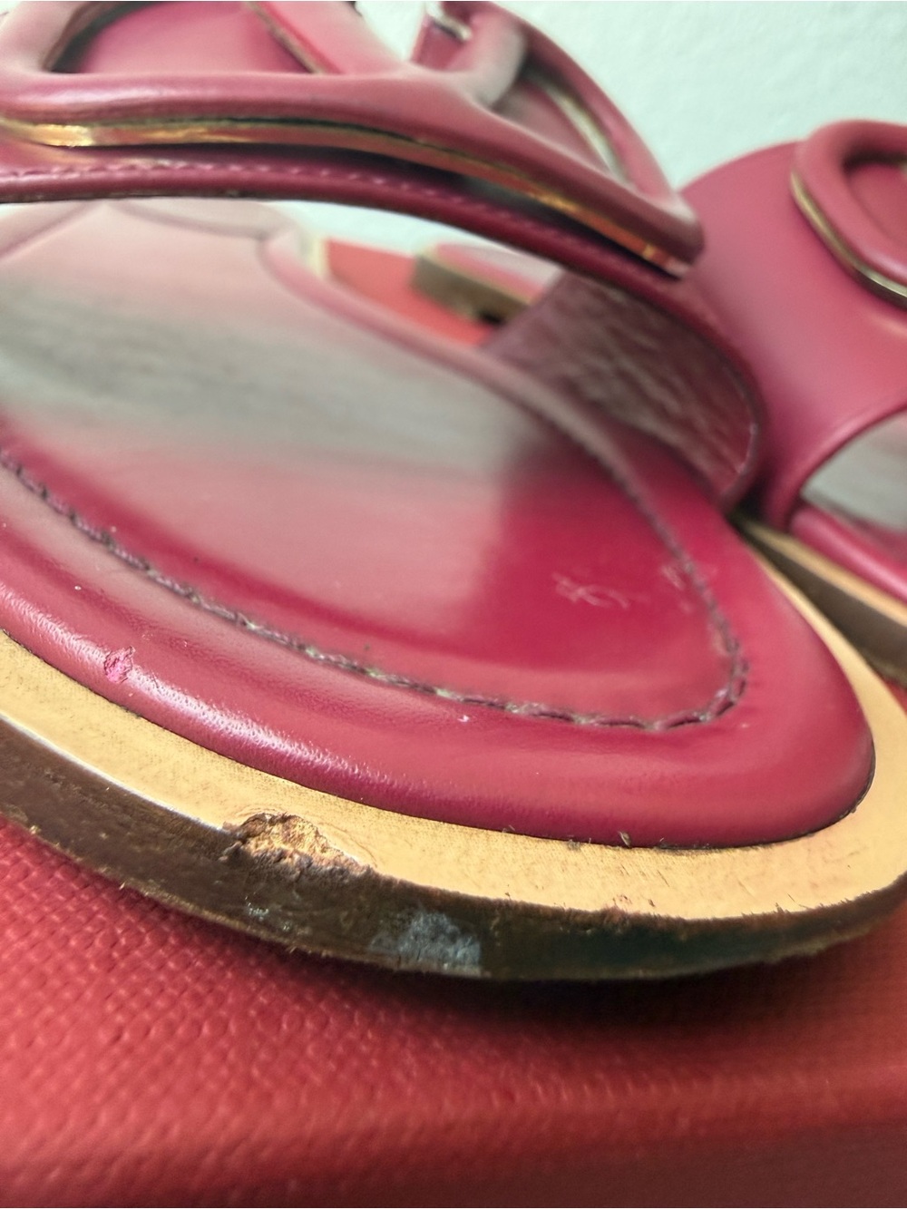 Authentic Valentino Garavani Burgundy Leather V-Logo Slide Mules - Picture 8 of 15